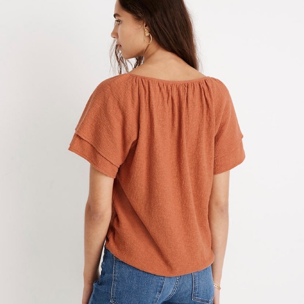 Madewell NWT Tiered Sleeve Crinkle Gauze Peasant Top sizes S, XS - Picture 2 of 14